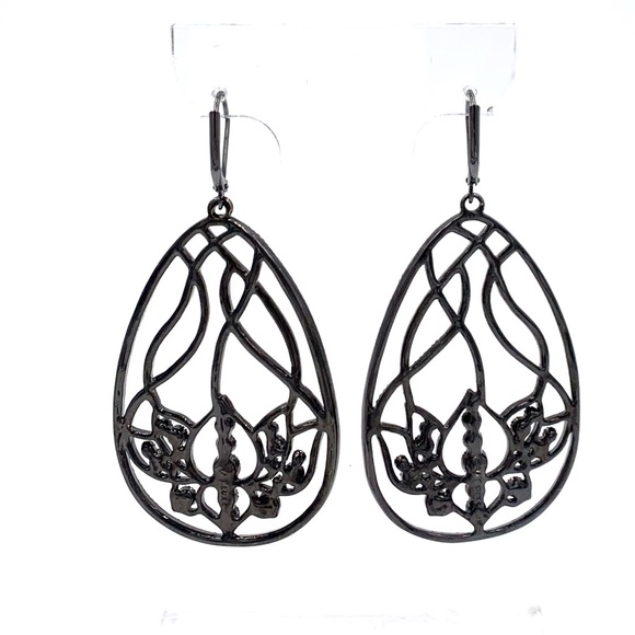 VT Luxe Open Work Lotus Flower Drop Earrings NWOT - Picture 11 of 13